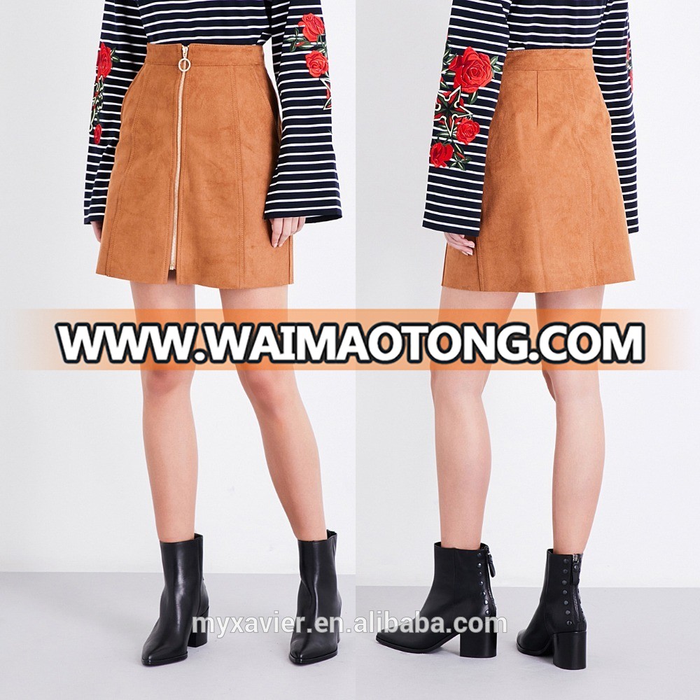 Wholesale high-rise woman A-line woman skirt winter with gold-toned hardware details